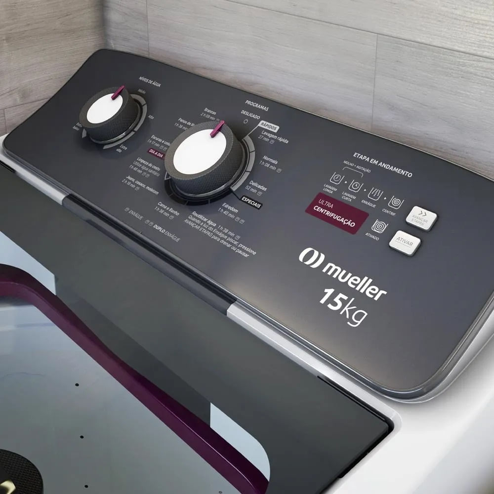 Lavadora de Roupa Automática Mueller 15Kg Ultracentrifugação e Ciclo Rápido Branca MLA15 – 127 Volts - Imagem 20